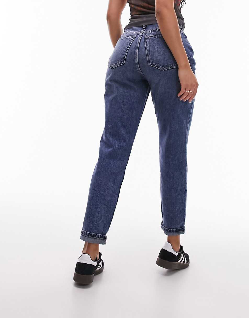 Topshop Hourglass mom jeans in mid blue