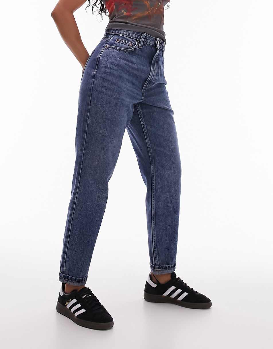 Topshop Hourglass mom jeans in mid blue