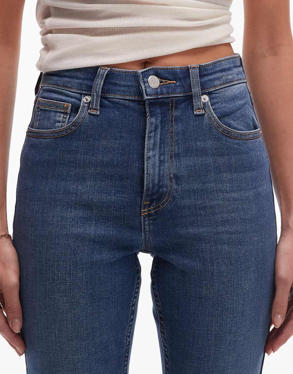 Topshop high rise Jamie flare jeans in mid blue