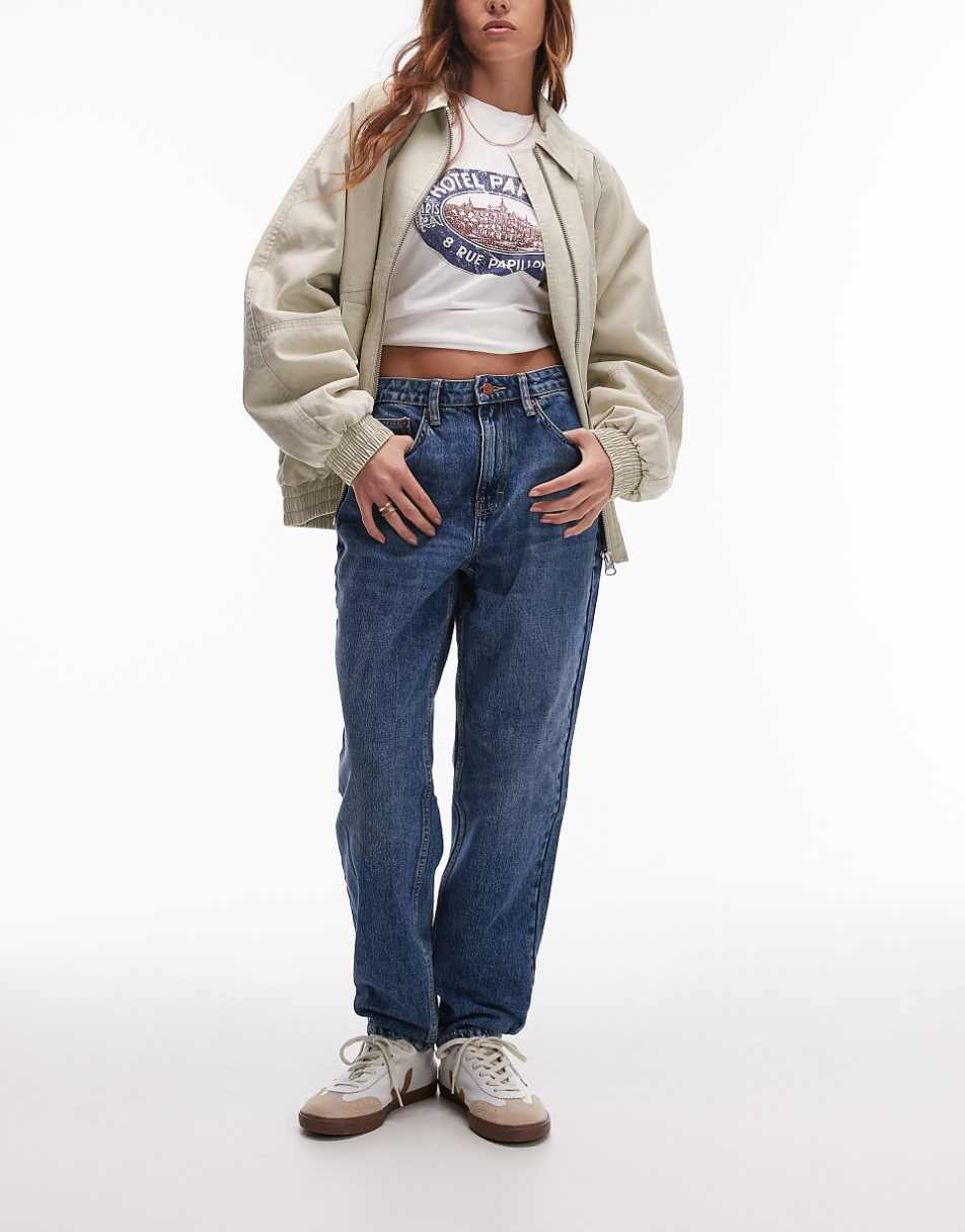 Topshop Original high rise Mom jeans in mid blue