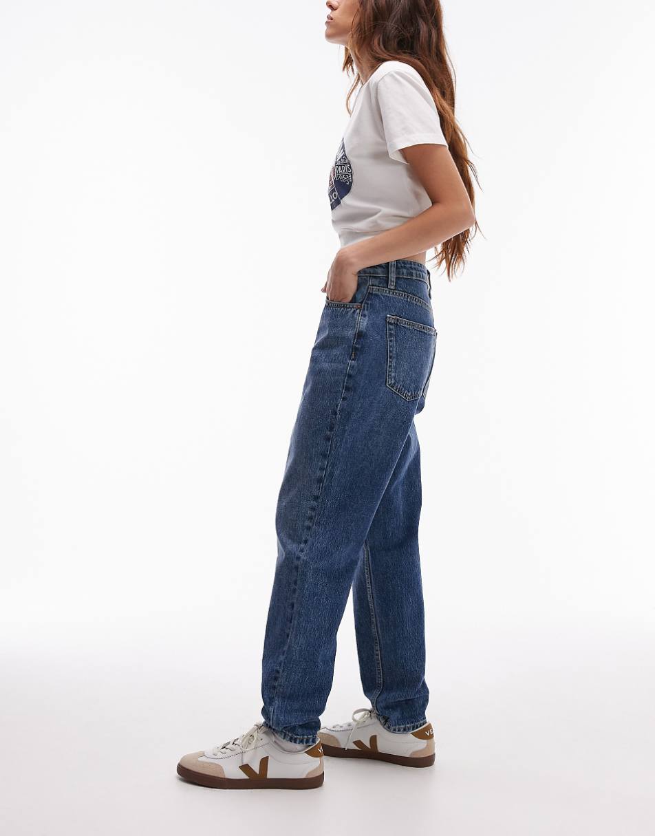 Topshop Original high rise Mom jeans in mid blue