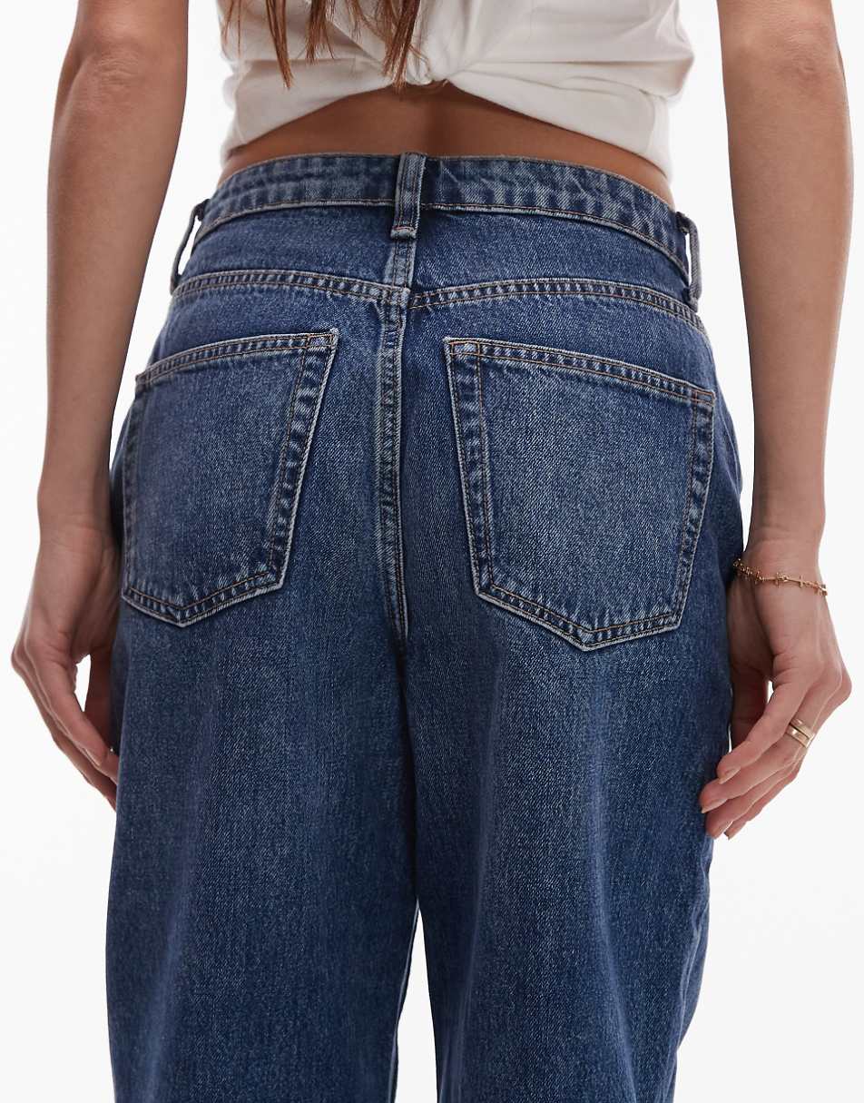 Topshop Original high rise Mom jeans in mid blue