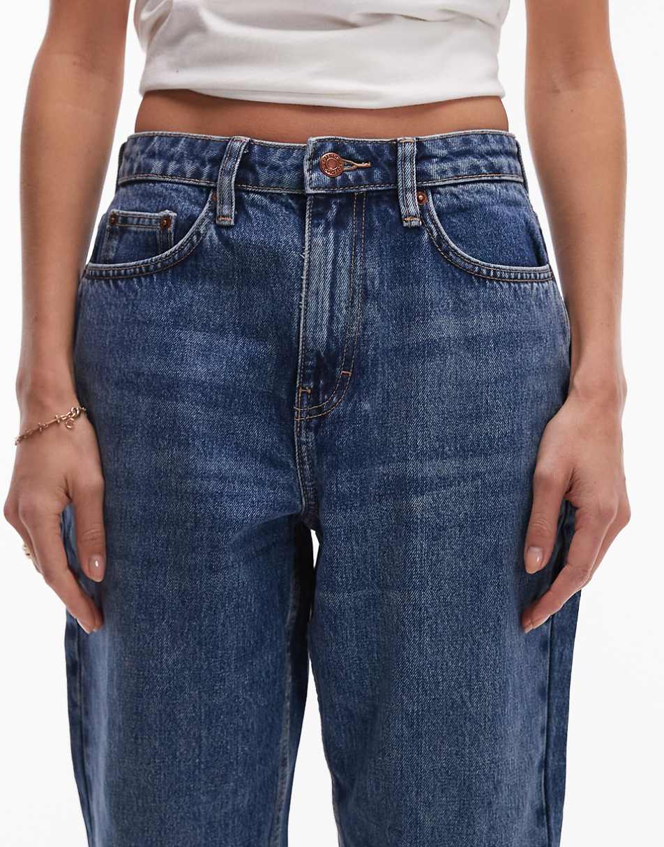 Topshop Original high rise Mom jeans in mid blue