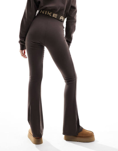 Nike mini-ribbed flared leggings in baroque brown