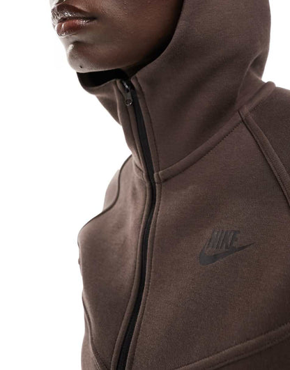 Nike Tech Fleece full zip hoodie in baroque brown