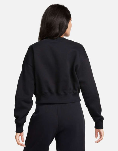 Nike mini swoosh v-neck cropped sweatshirt in black
