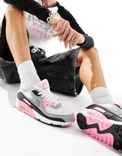 Nike Air Max 90 sneakers in gray and pink rose