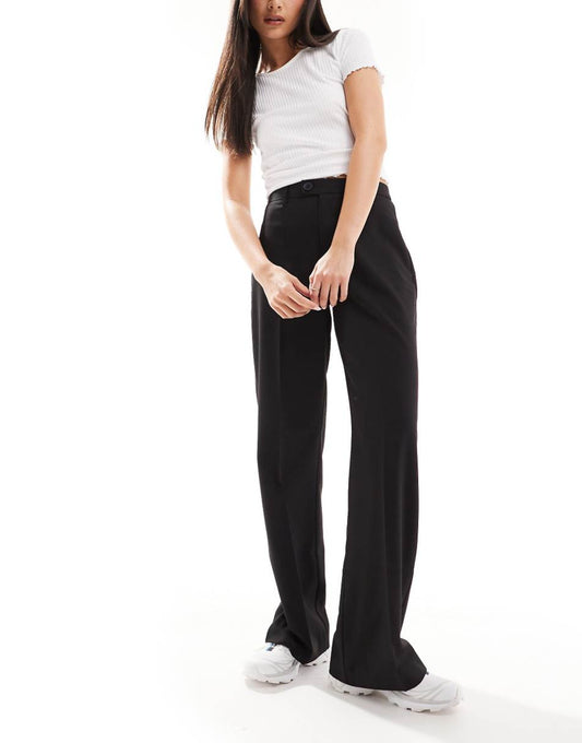 Stradivarius tailored straight leg pants in black