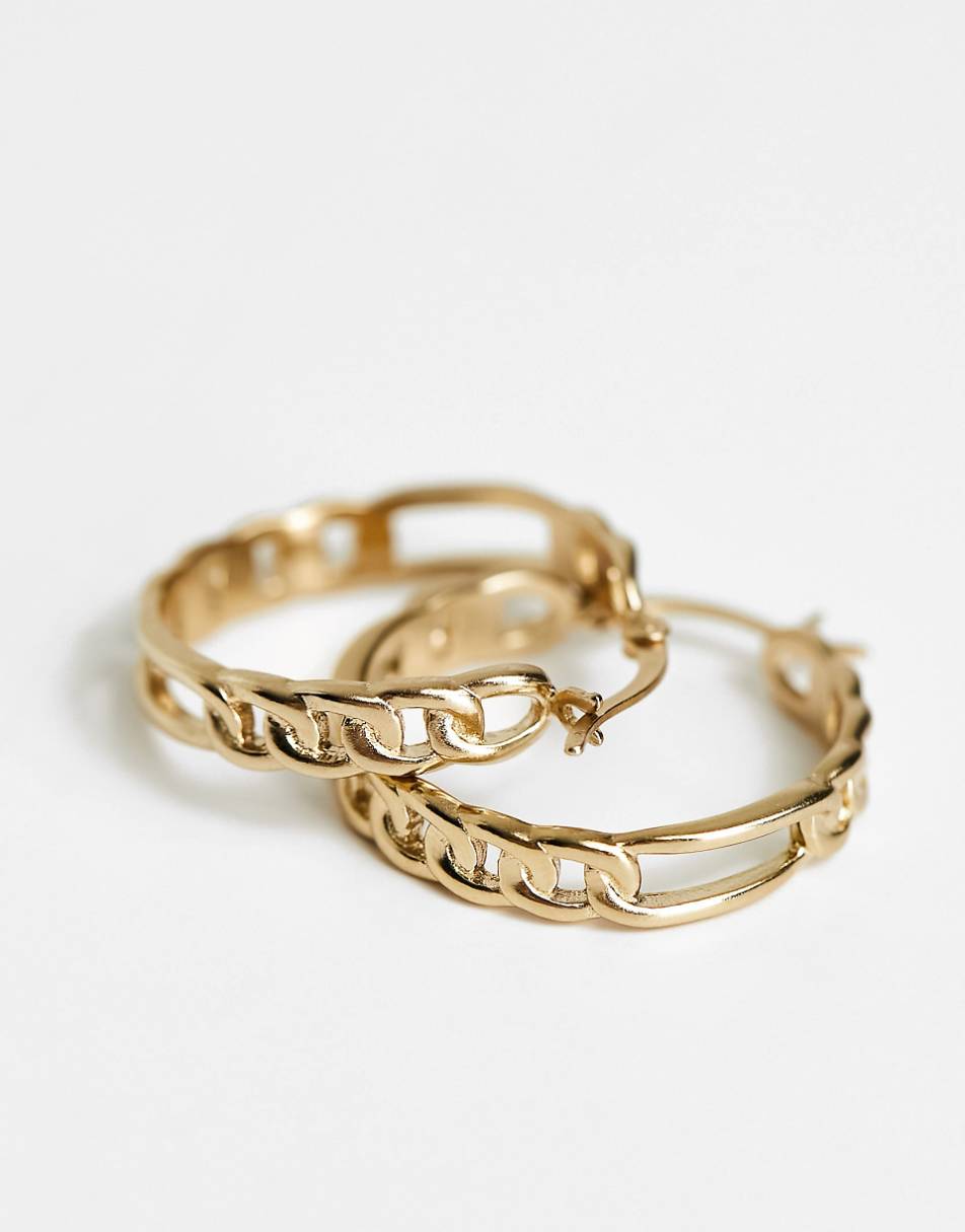 Seol + Gold 18ct gold vermeil figaro chain hoop earrings