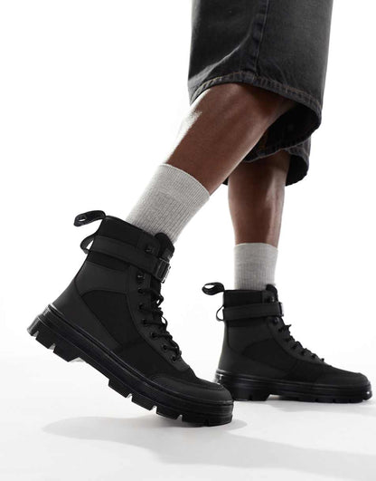 Dr Martens Combs Tech 8 tie boots in black leather