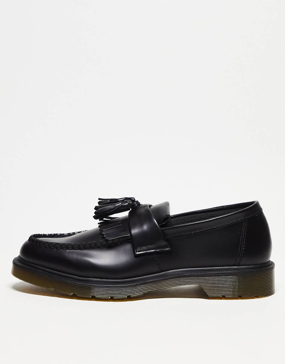 Dr Martens Adrian tassel loafers in black polished smooth leather