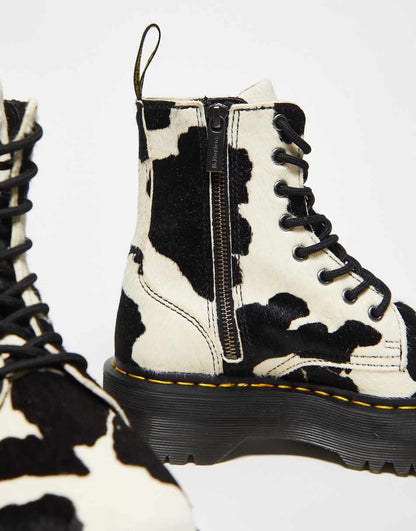 Dr Martens Jadon platform 8 eye boots in cow print leather