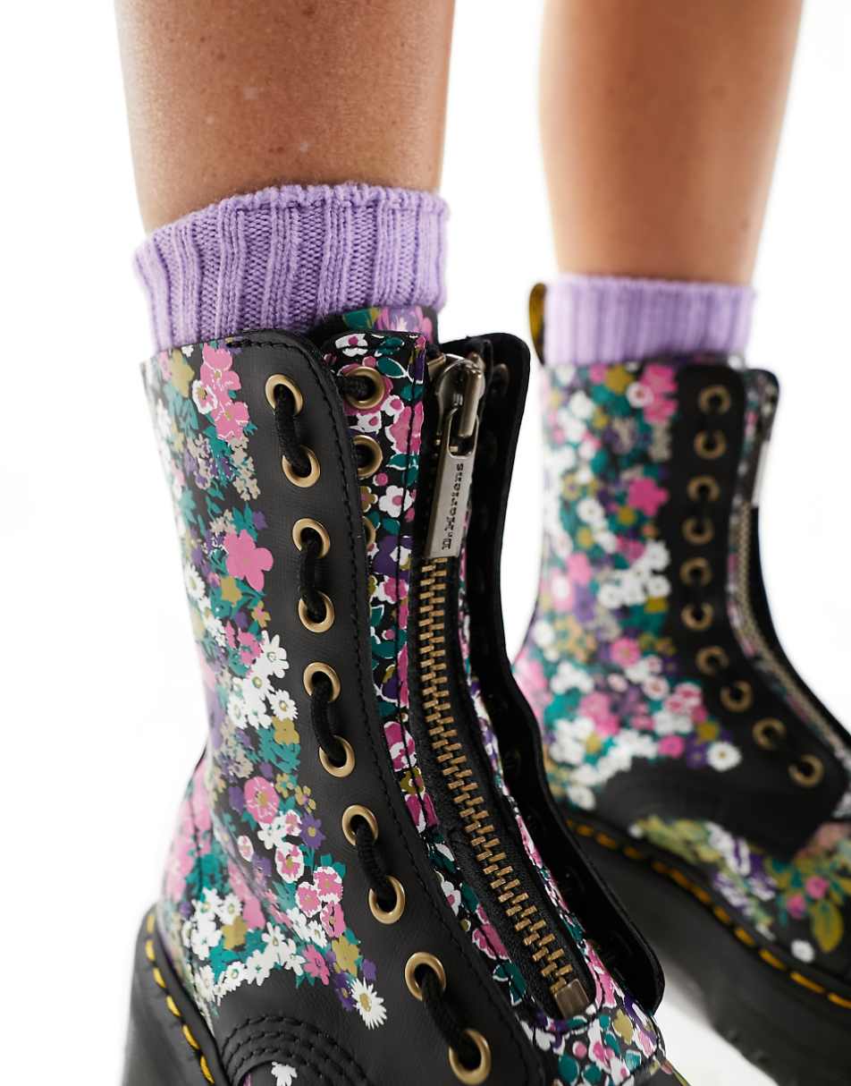 Dr Martens Sinclair platform boots in floral print leather