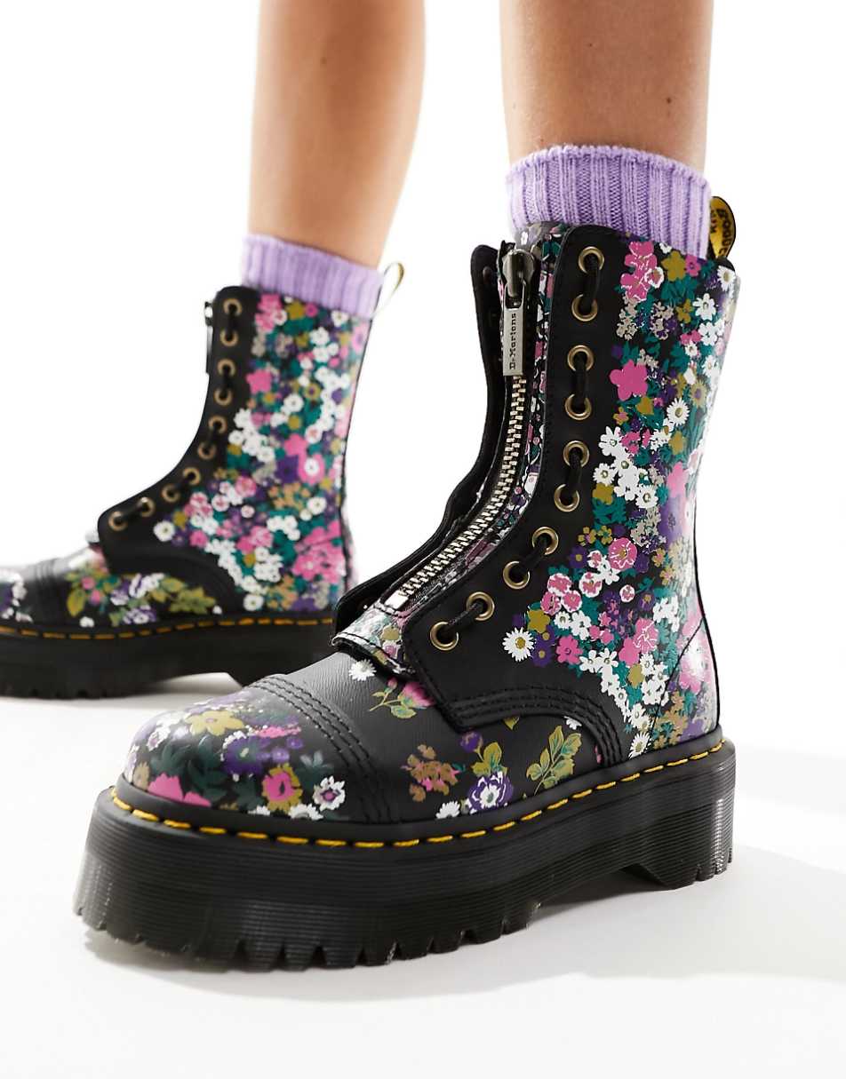 Dr Martens Sinclair platform boots in floral print leather