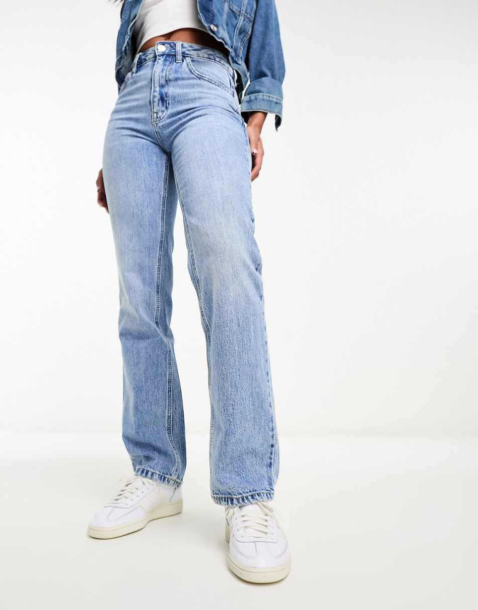 Stradivarius STR straight leg jeans in medium wash