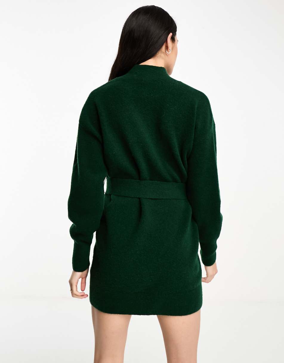 & Other Stories belted knitted dress in green