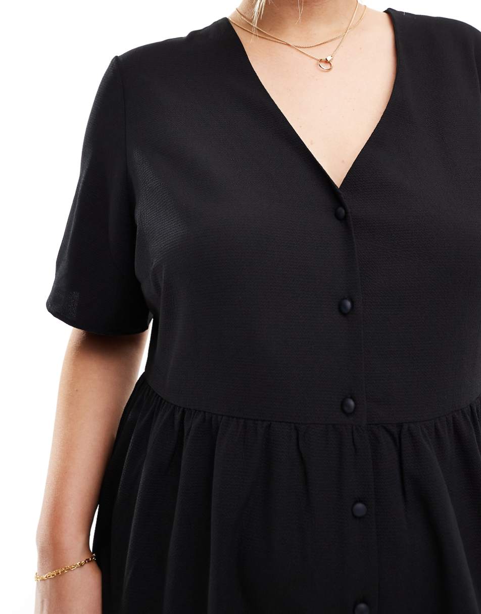 ASOS DESIGN Curve short sleeve tea jumpsuit in black