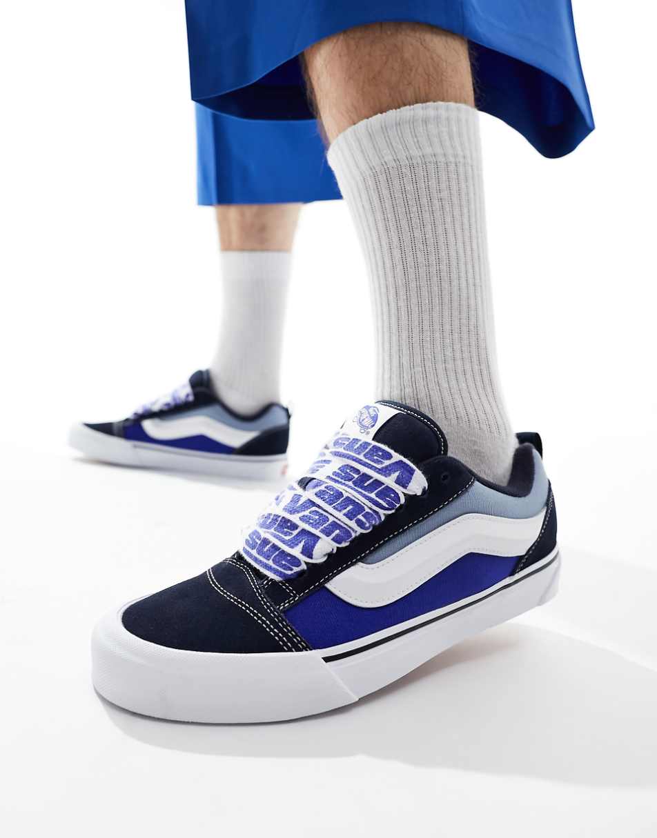 Vans Knu Skool sneakers with graphic laces in blue and white