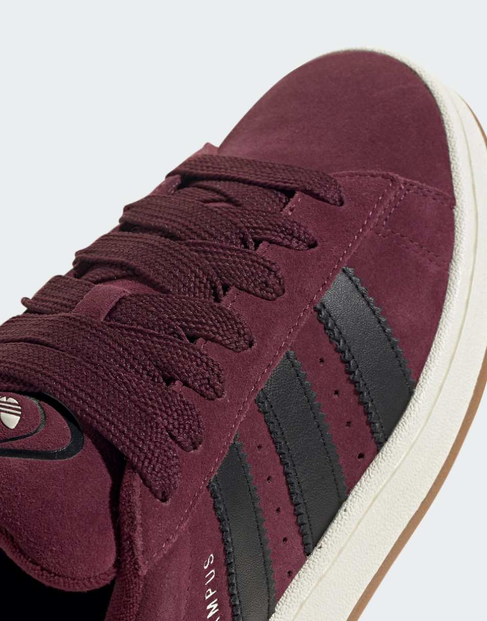 adidas Originals Campus 00s gum sole sneakers in burgundy