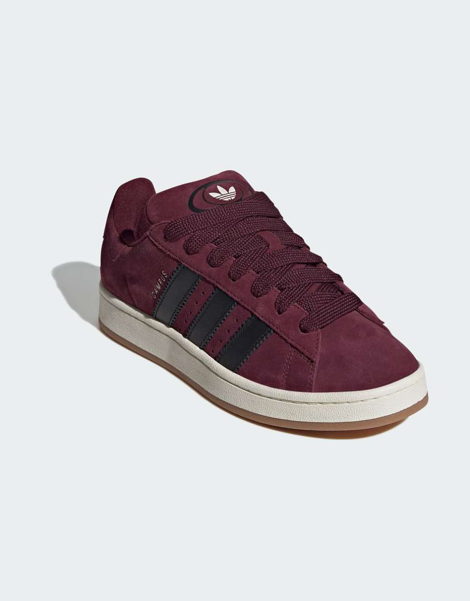 adidas Originals Campus 00s gum sole sneakers in burgundy