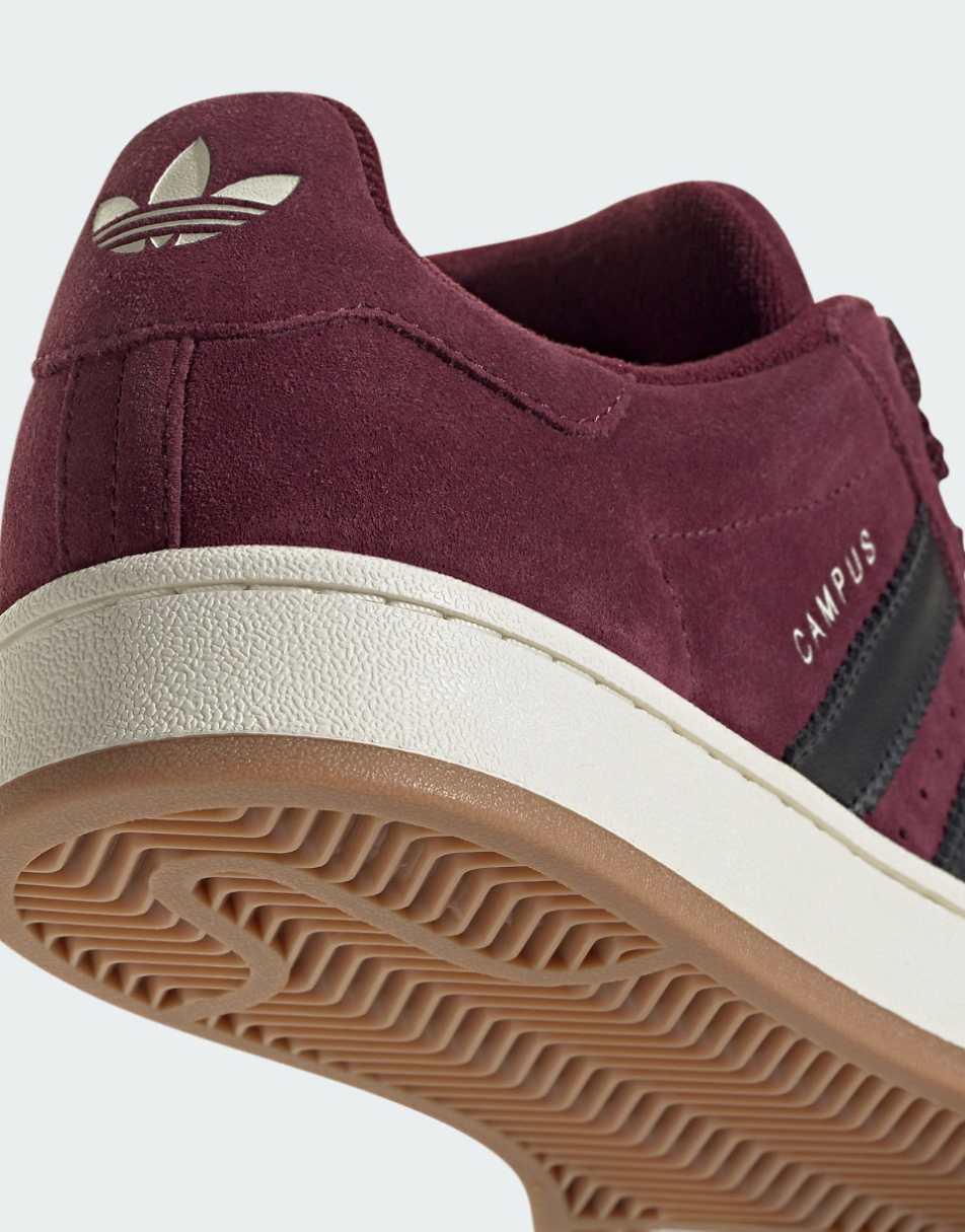 adidas Originals Campus 00s gum sole sneakers in burgundy