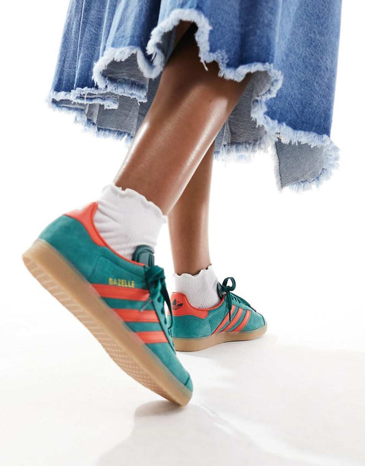 adidas Originals Gazelle sneakers in green and red