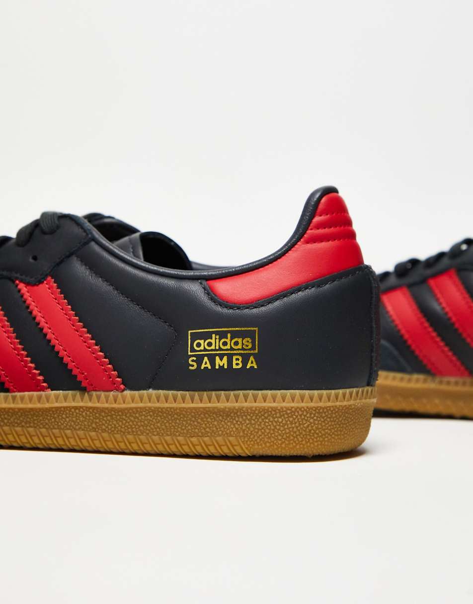 adidas Originals Samba sneakers in black and red