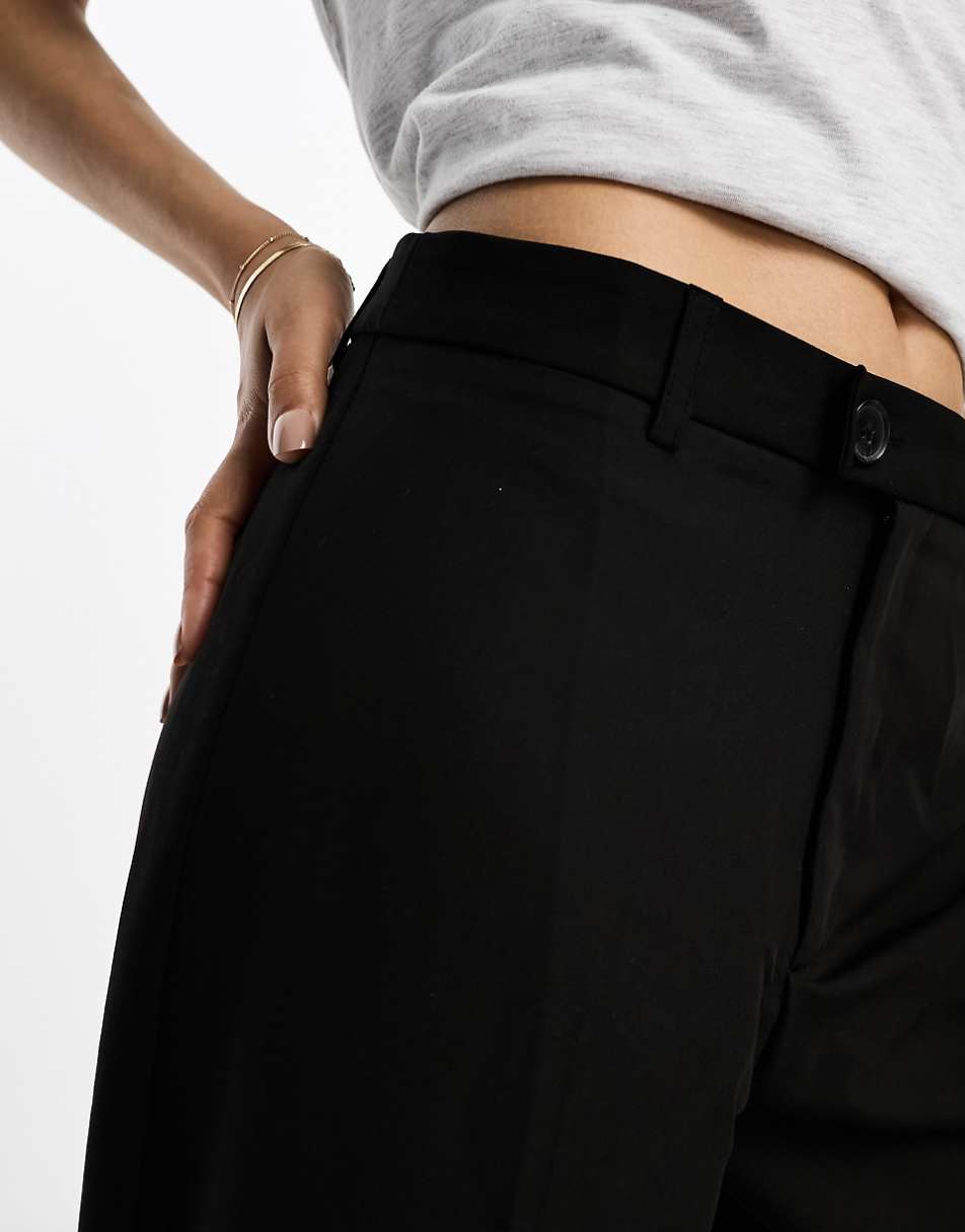 Stradivarius Petite tailored straight pants in black