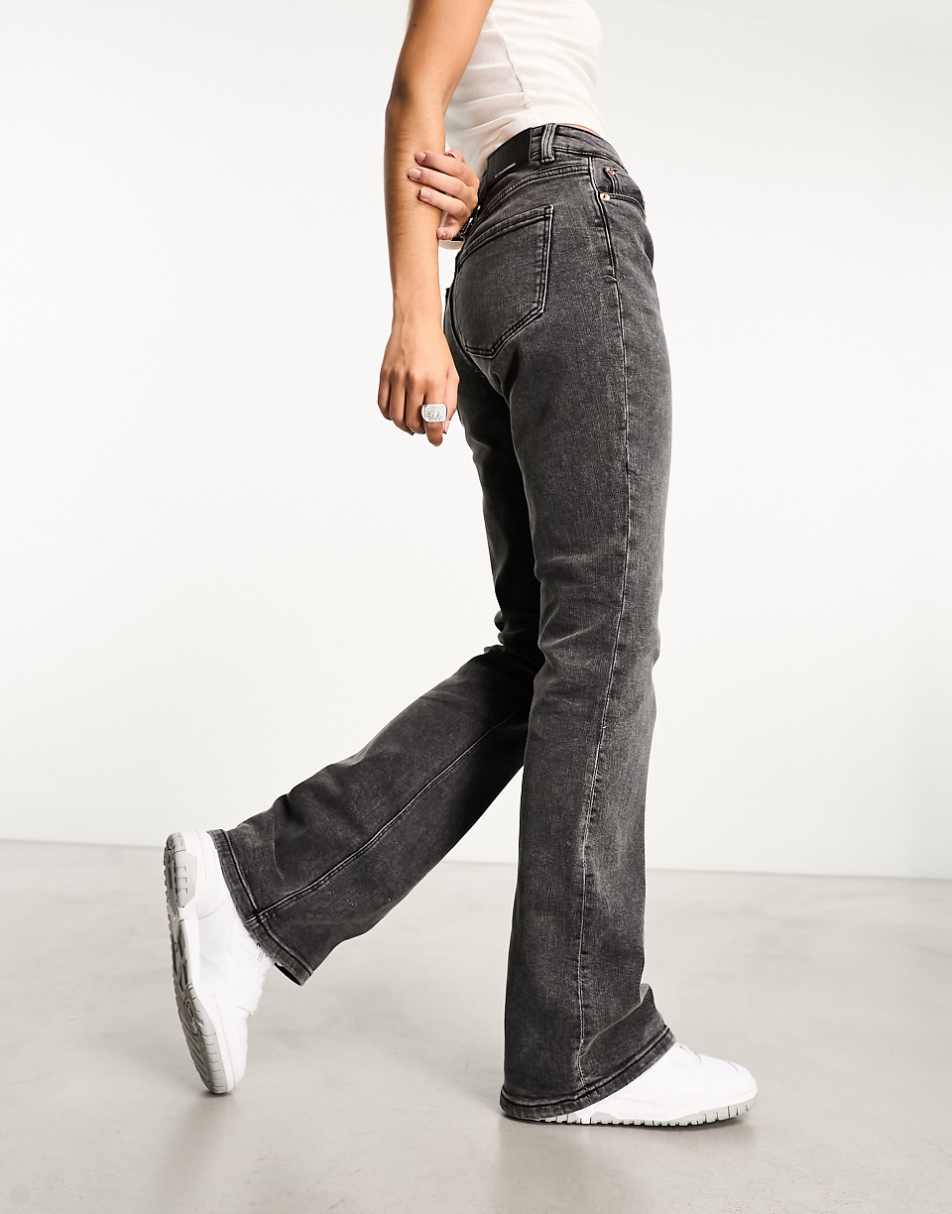 Stradivarius straight bootcut jeans in black wash