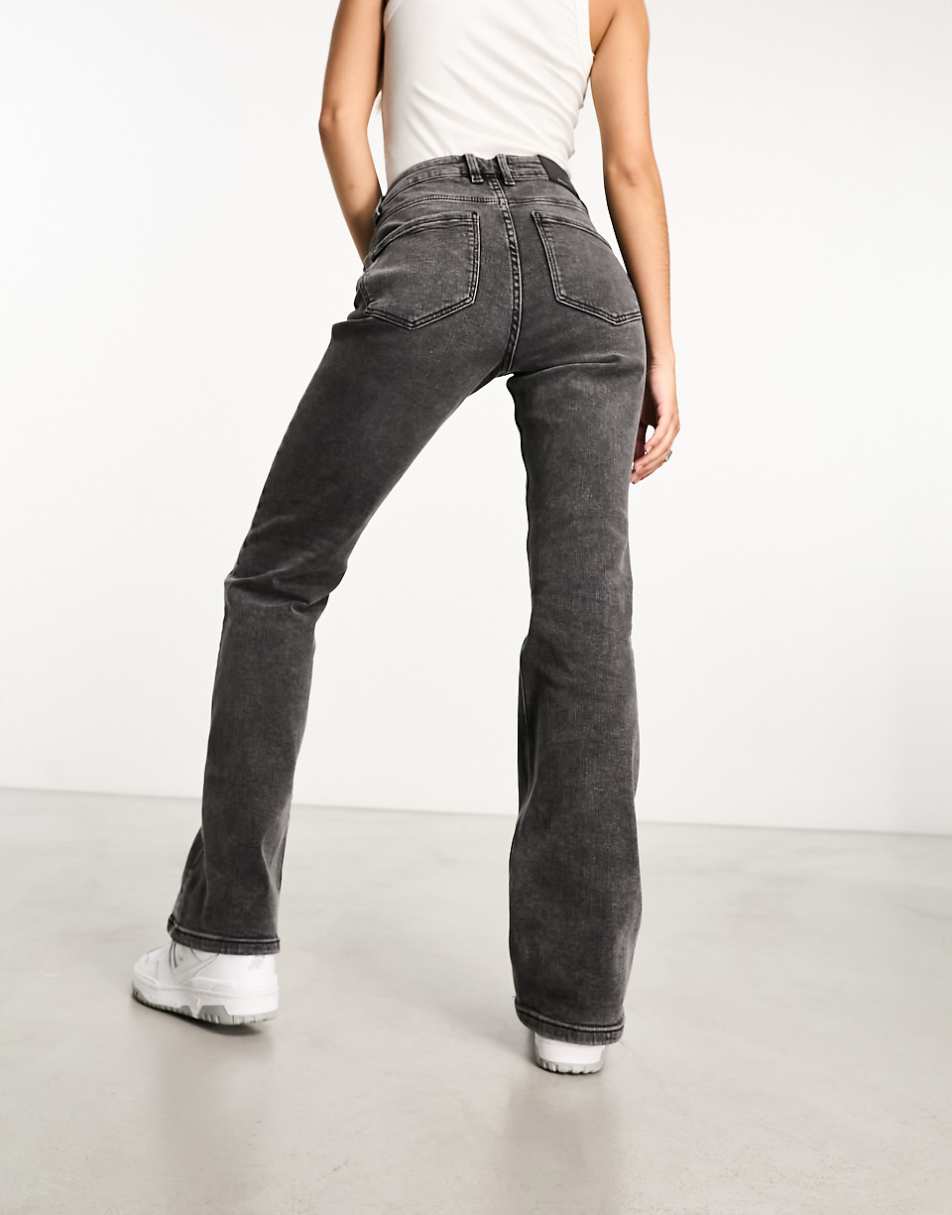 Stradivarius straight bootcut jeans in black wash