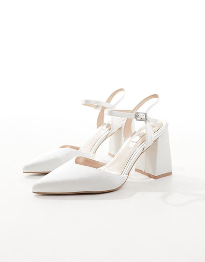 Be Mine Bridal Frankie embellished heeled shoes in ivory satin