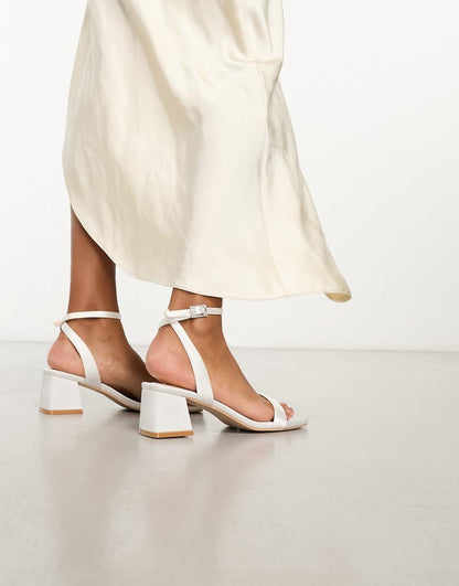 Be Mine Wide Fit Bridal Ruhi low block heeled sandals in ivory