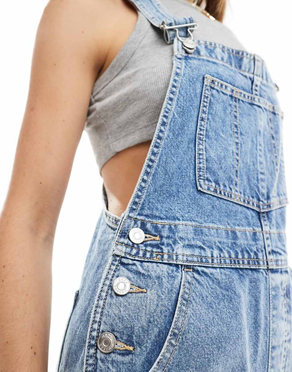 ASOS DESIGN denim overalls in mid blue