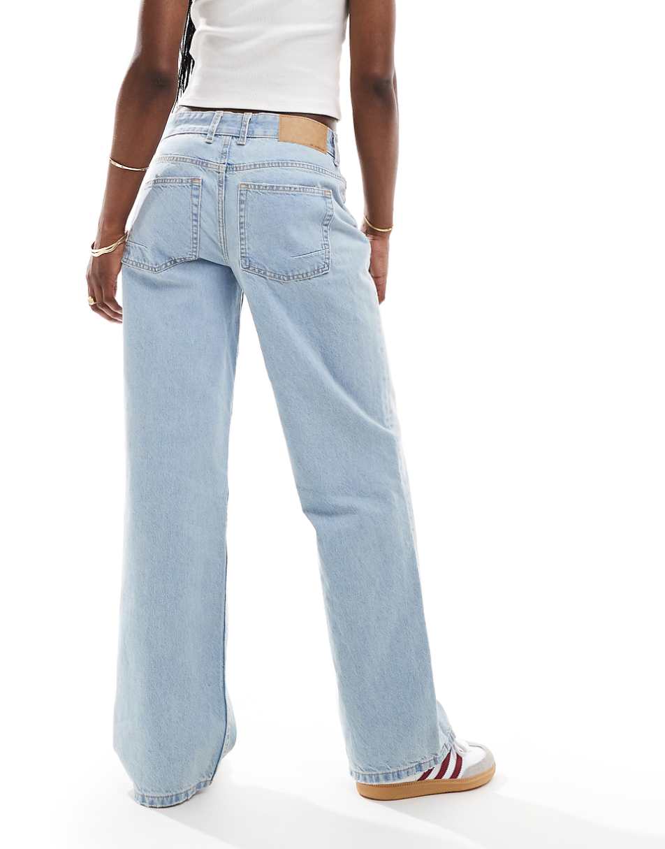 ASOS DESIGN mid rise baggy boyfriend jeans in light blue