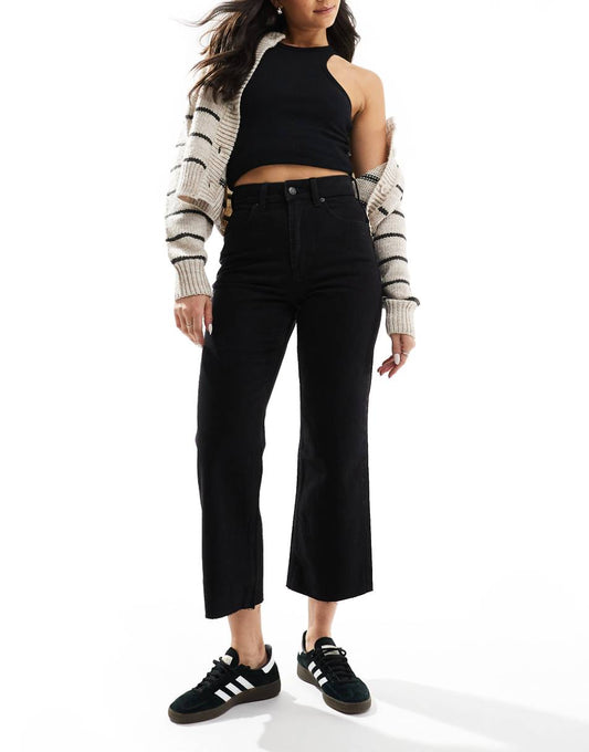 ASOS DESIGN cropped easy straight jeans in clean black