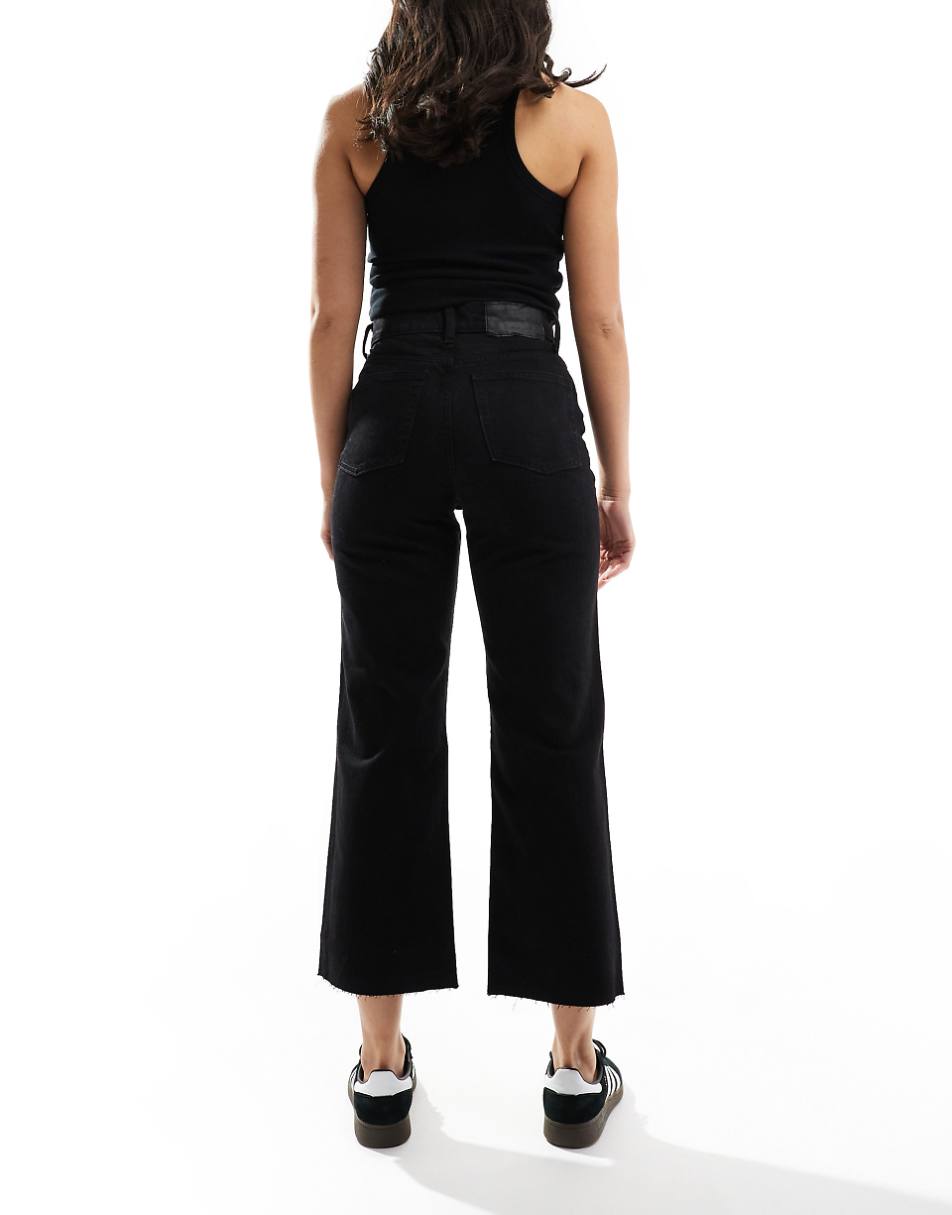 ASOS DESIGN cropped easy straight jeans in clean black