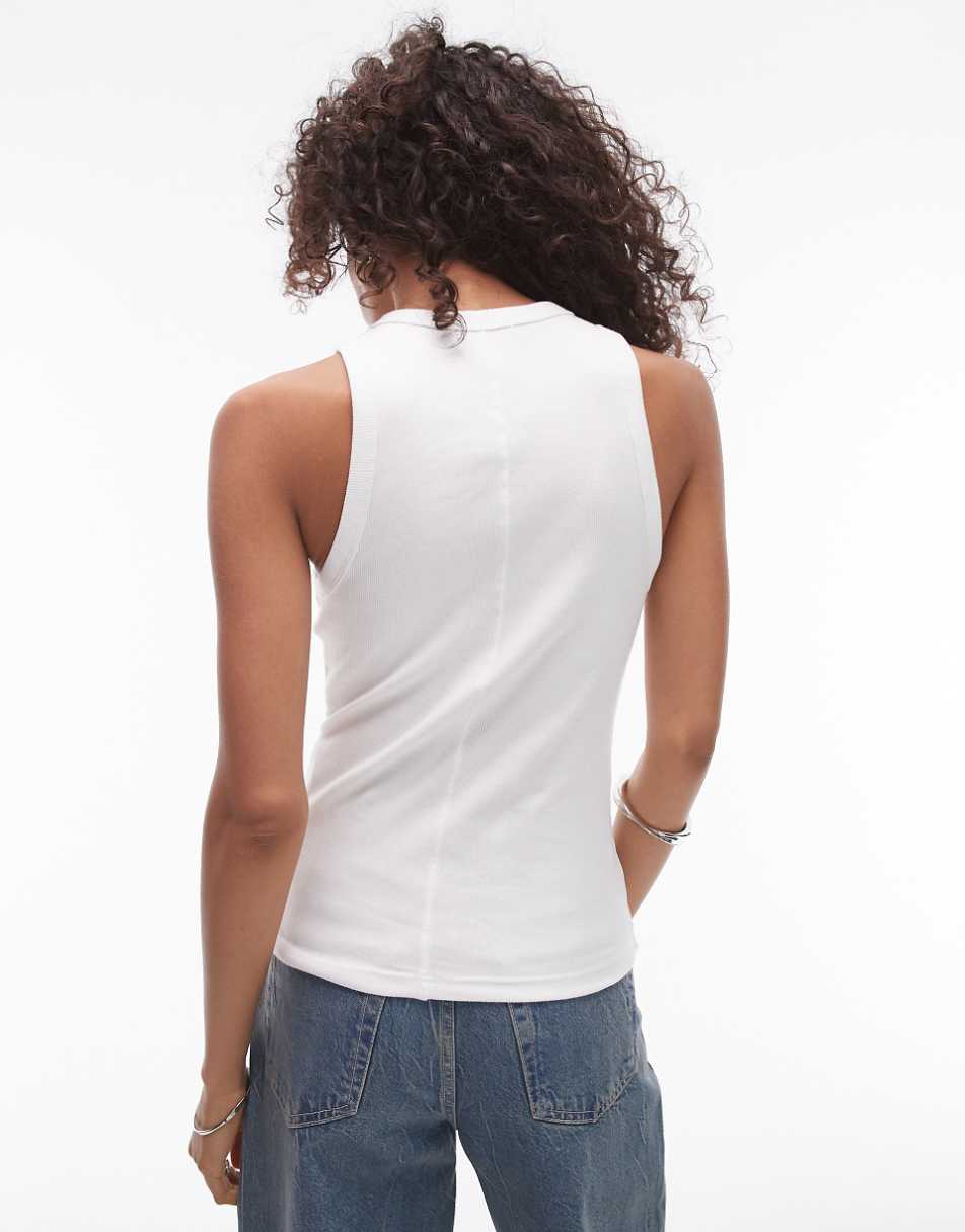 Topshop rib slim tank top in white