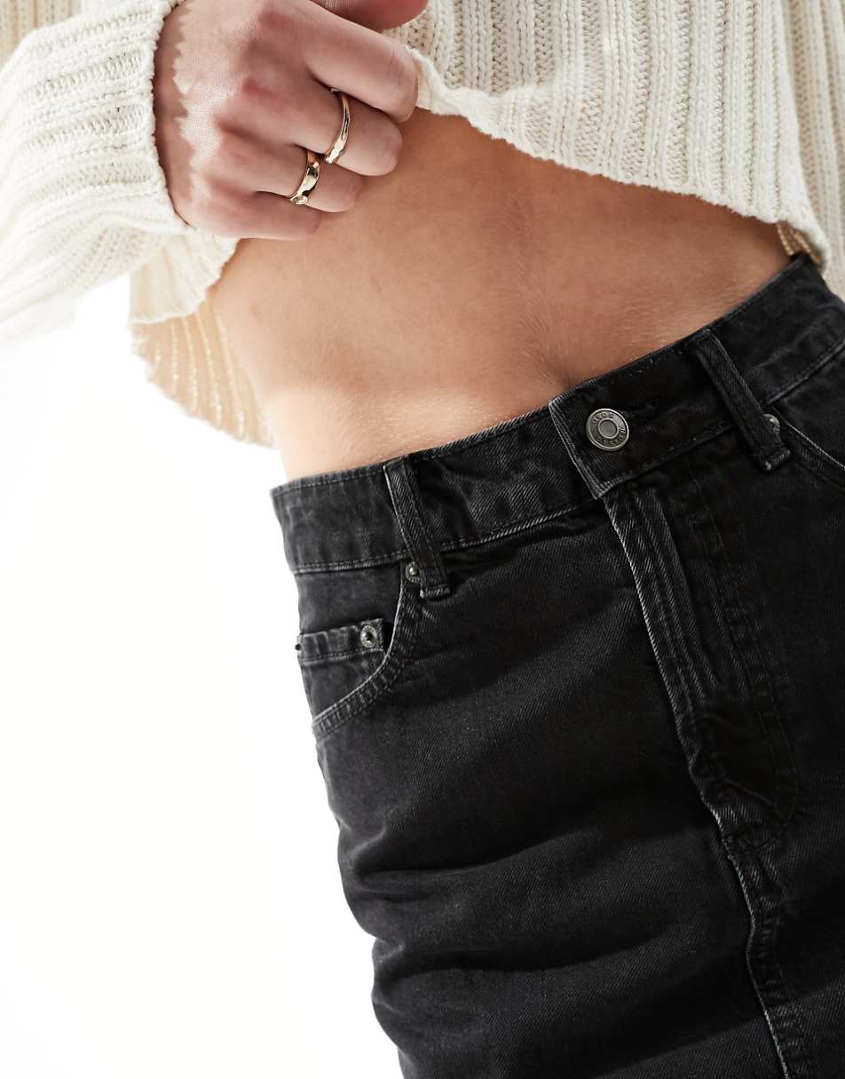 ASOS DESIGN Tall denim high waist mini skirt in black