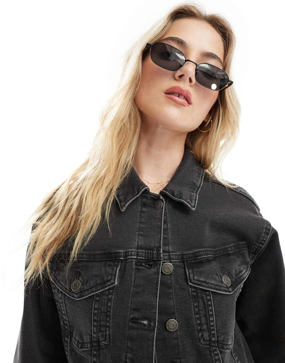 ASOS DESIGN denim western jacket in wash black