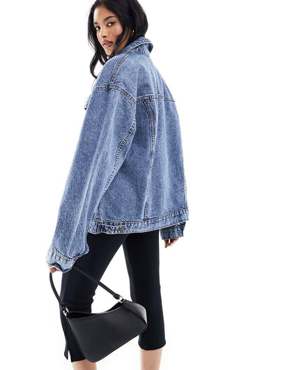 ASOS DESIGN oversize 90s denim jacket in midwash blue