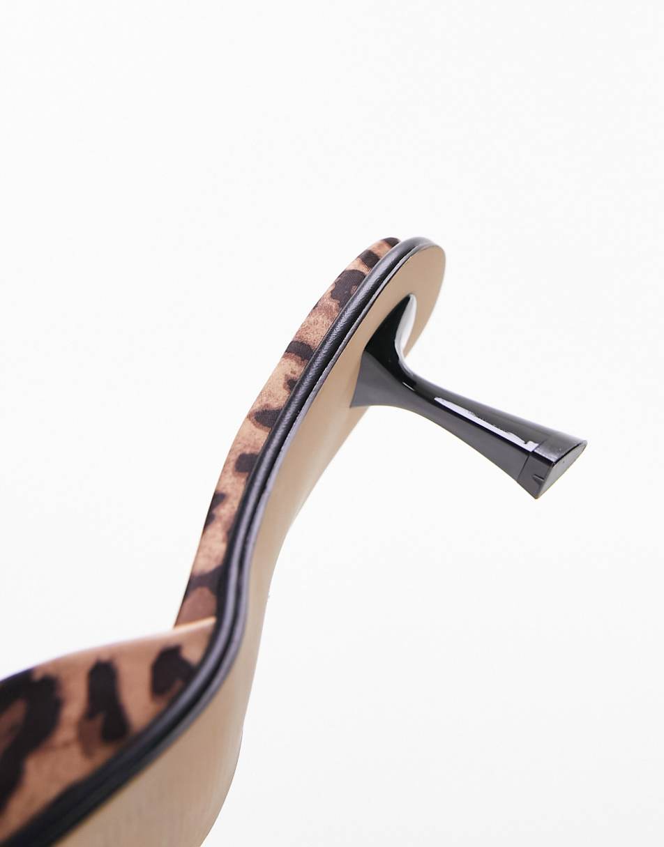 Topshop Isaac angular mid heel mules in leopard