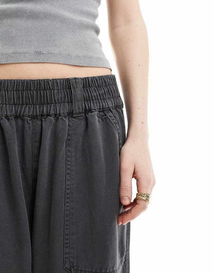 ASOS DESIGN pull on utility pants in washed black