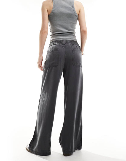 ASOS DESIGN pull on utility pants in washed black
