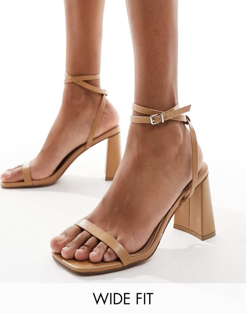 Simmi London Wide Fit Bia strappy block heeled sandal in beige