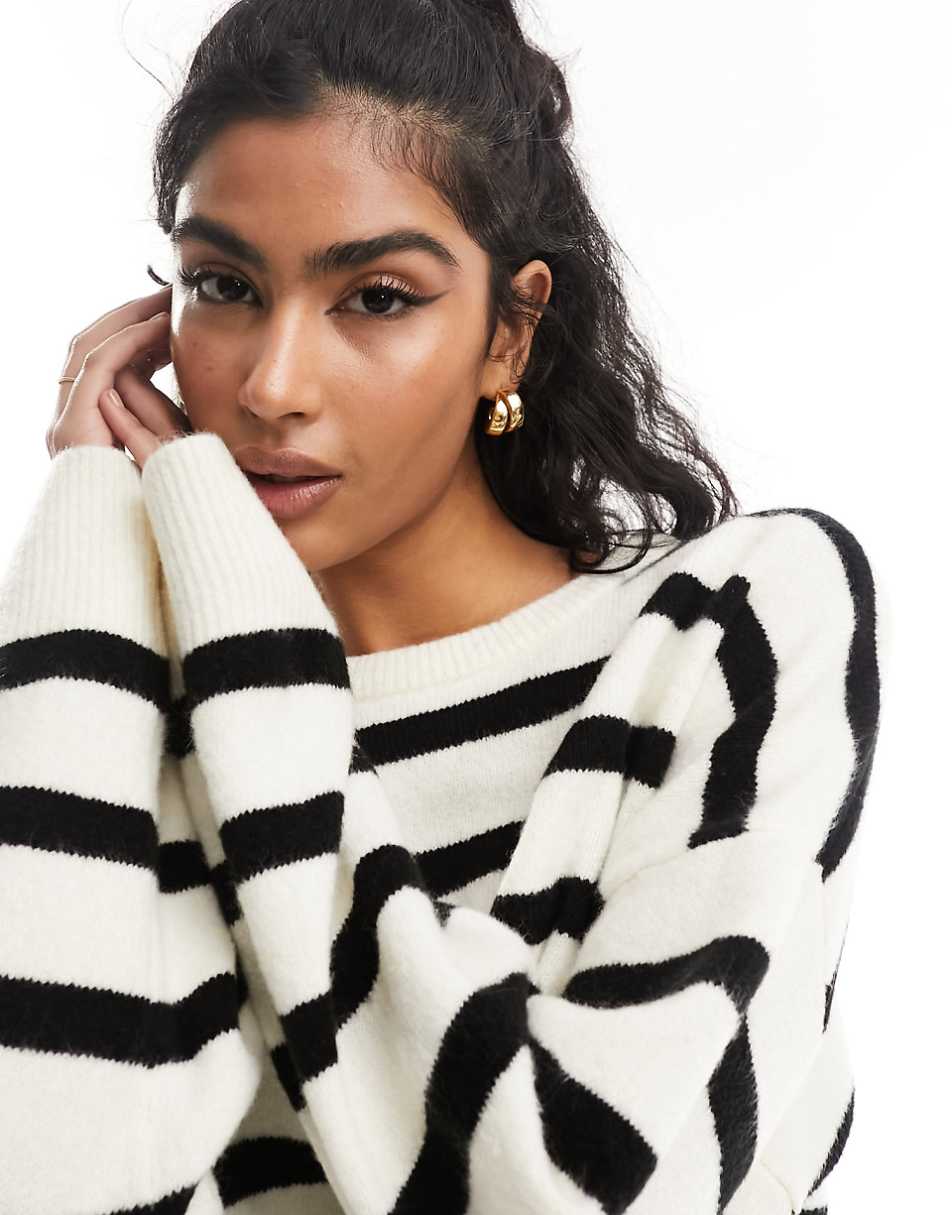 ASOS DESIGN boxy crew neck sweater in stripe