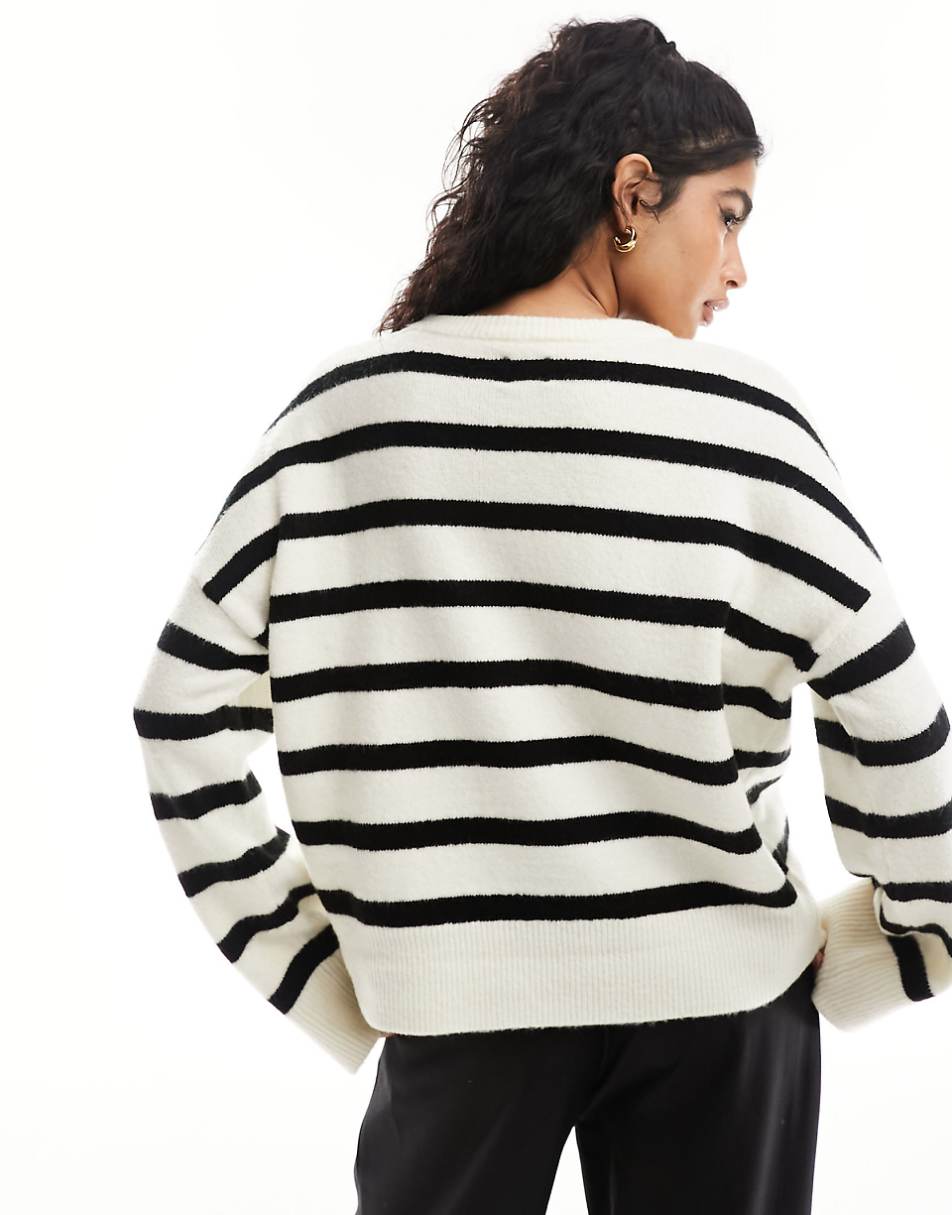 ASOS DESIGN boxy crew neck sweater in stripe