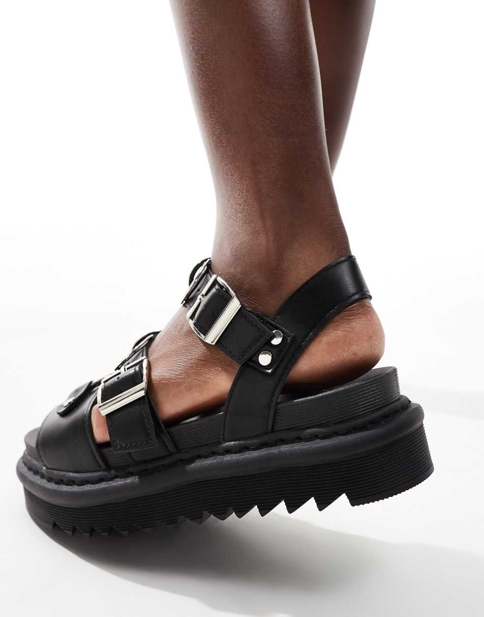 Truffle Collection chunky strap sandals in black