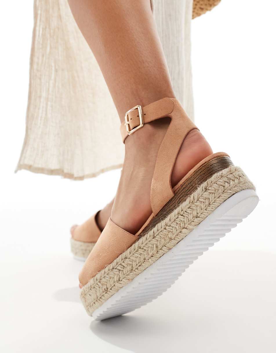 Truffle Collection flatform espadrilles in beige