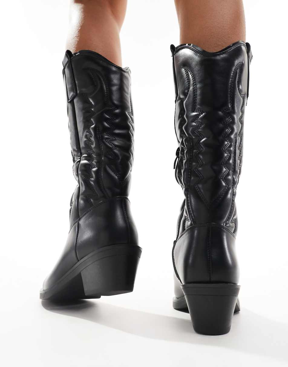 Truffle Collection heeled western boots in black