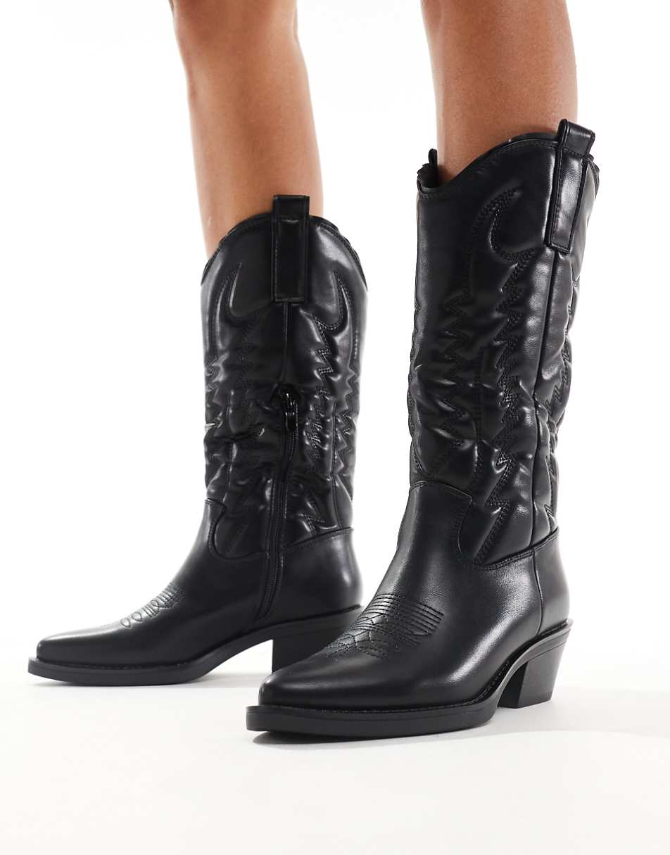 Truffle Collection heeled western boots in black